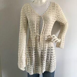 BEBE Cream Long Cardigan Coat Size large